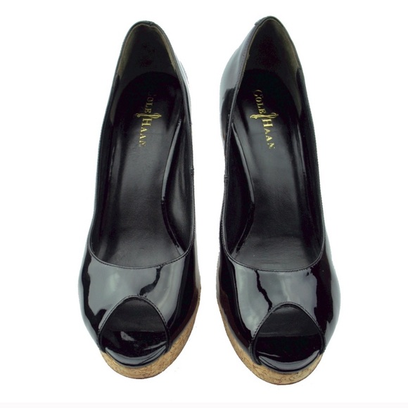 Cole Haan black peep toe platform heels - Picture 5 of 6